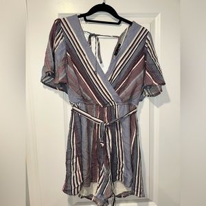 Trixxi V-Neck Striped Romper